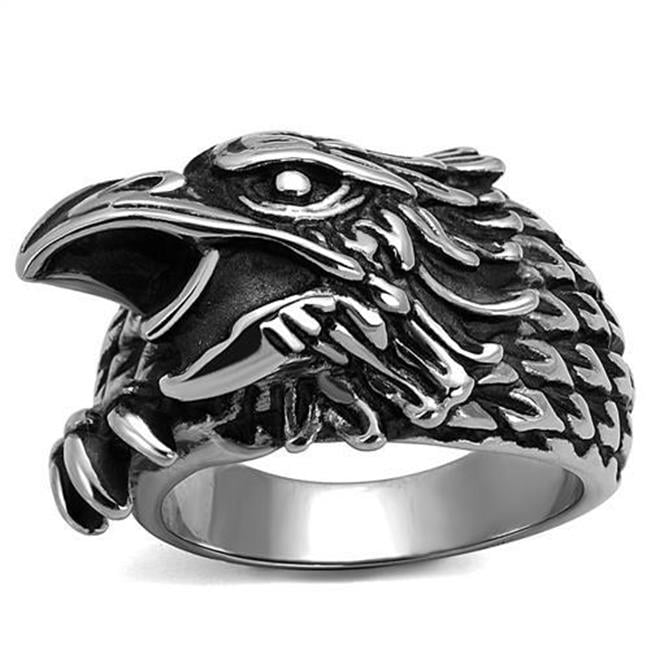 Men High Polished Stainless Steel Ring with Epoxy in Jet - Size 12