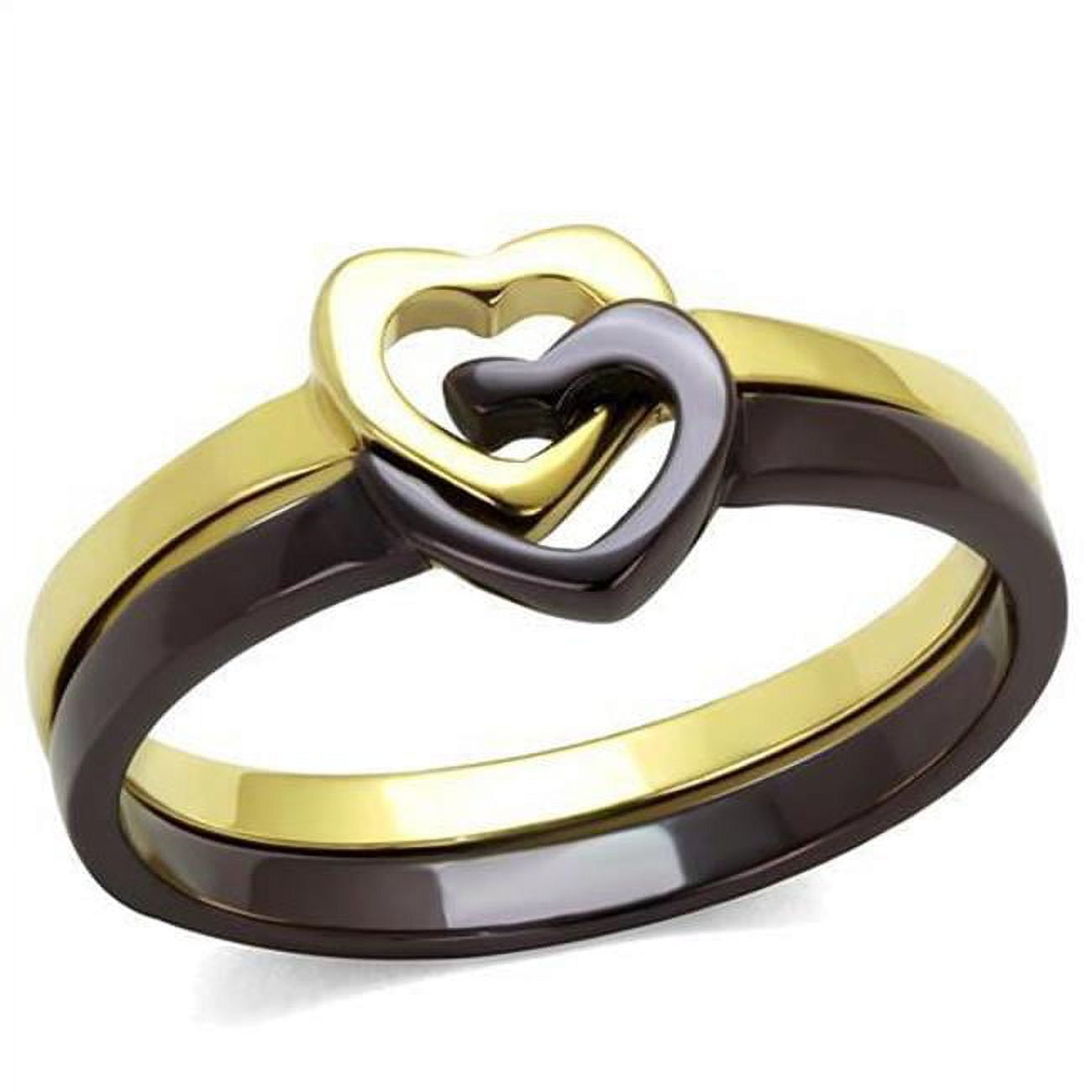 Women IP Gold & IP Dark Brown Stainless Steel Ring with No Stone in No Stone - Size 10