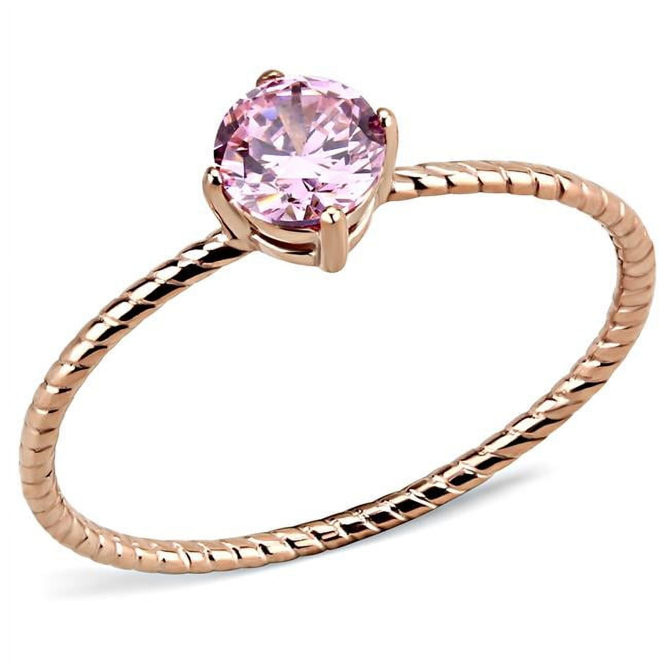 Women IP Rose Gold Stainless Steel Ring with AAA Grade CZ in Rose - Size 8