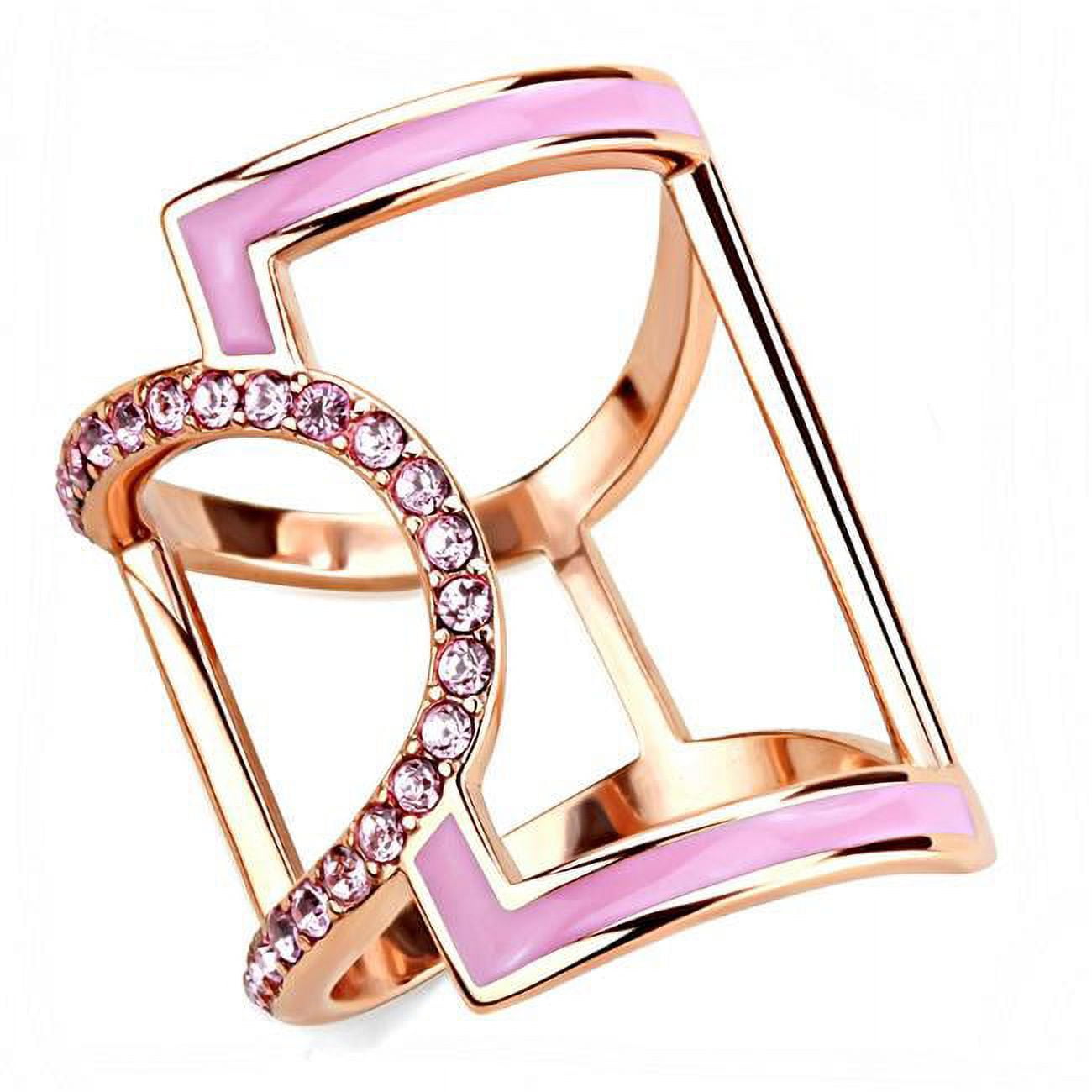 TK3561-10 Women IP Rose Gold Stainless Steel Ring with Top Grade Crystal in Light Rose - Size 10
