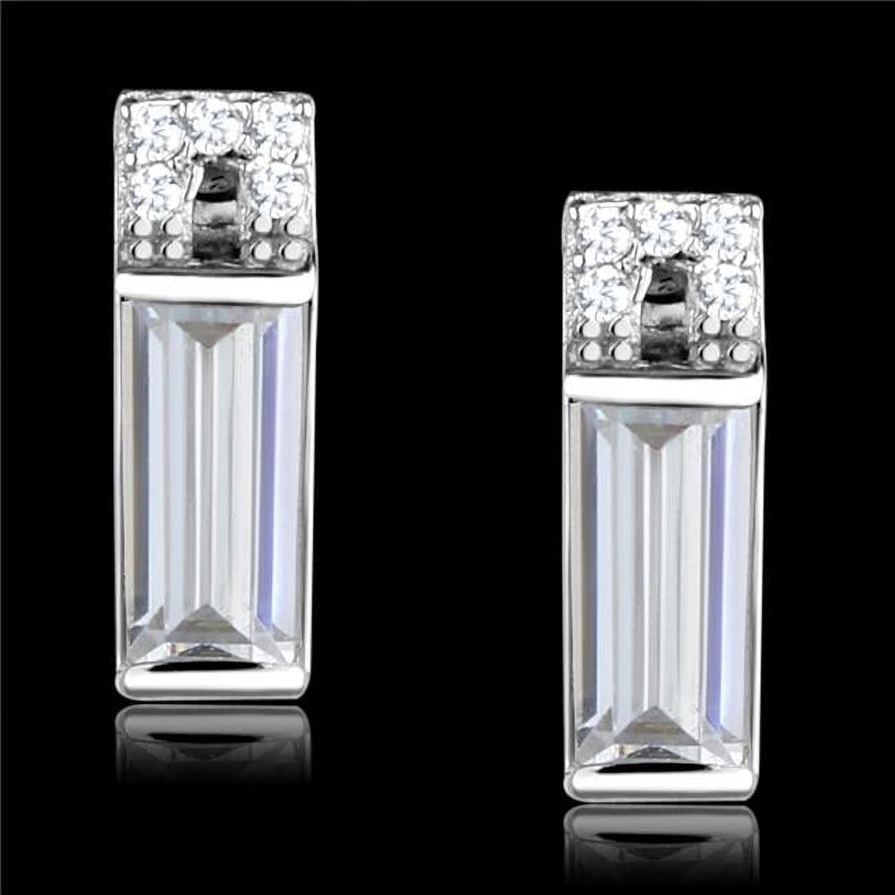Women Rhodium 925 Sterling Silver Earrings with AAA Grade CZ in Clear