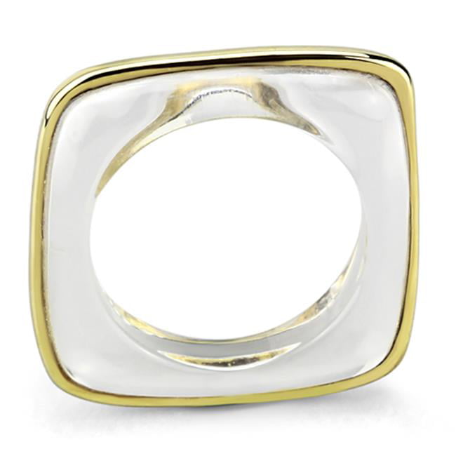 Women IP Gold Brass Ring with Synthetic in Clear - Size 7