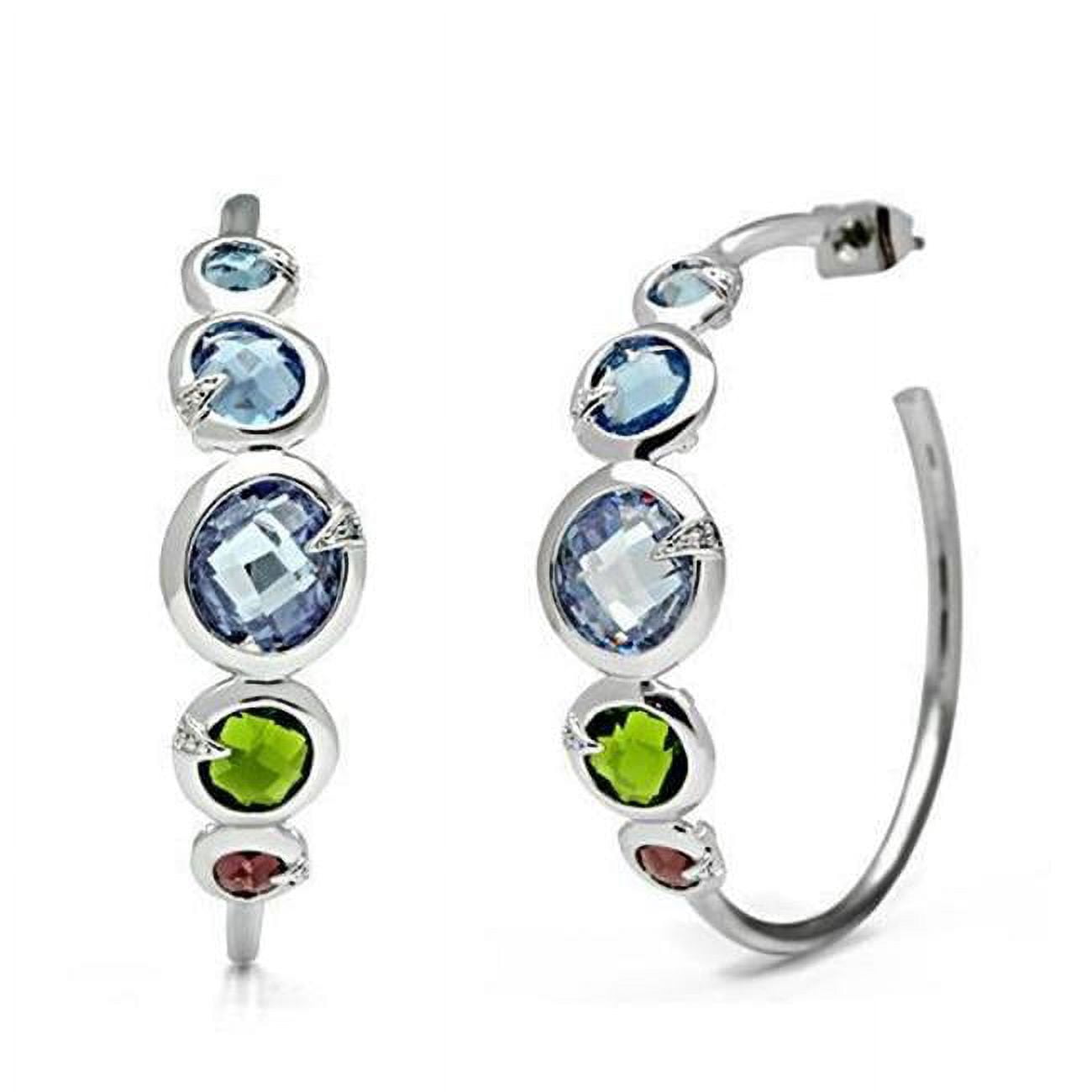 Picture of Alamode 3W098 Women Rhodium Brass Earrings with AAA Grade CZ in Multi Color