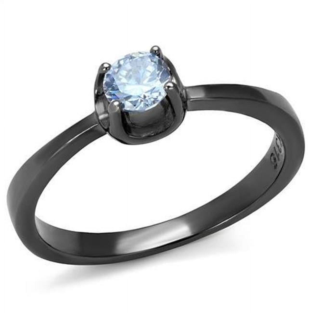 Women IP Light Black Stainless Steel Ring with AAA Grade CZ in Light Amethyst - Size 10