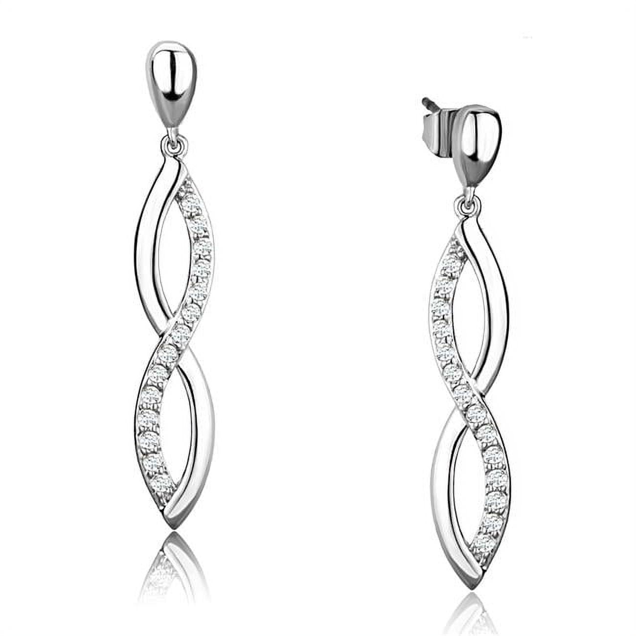 Picture of Alamode 3W1045 Women Rhodium Brass Earrings with AAA Grade CZ in Clear