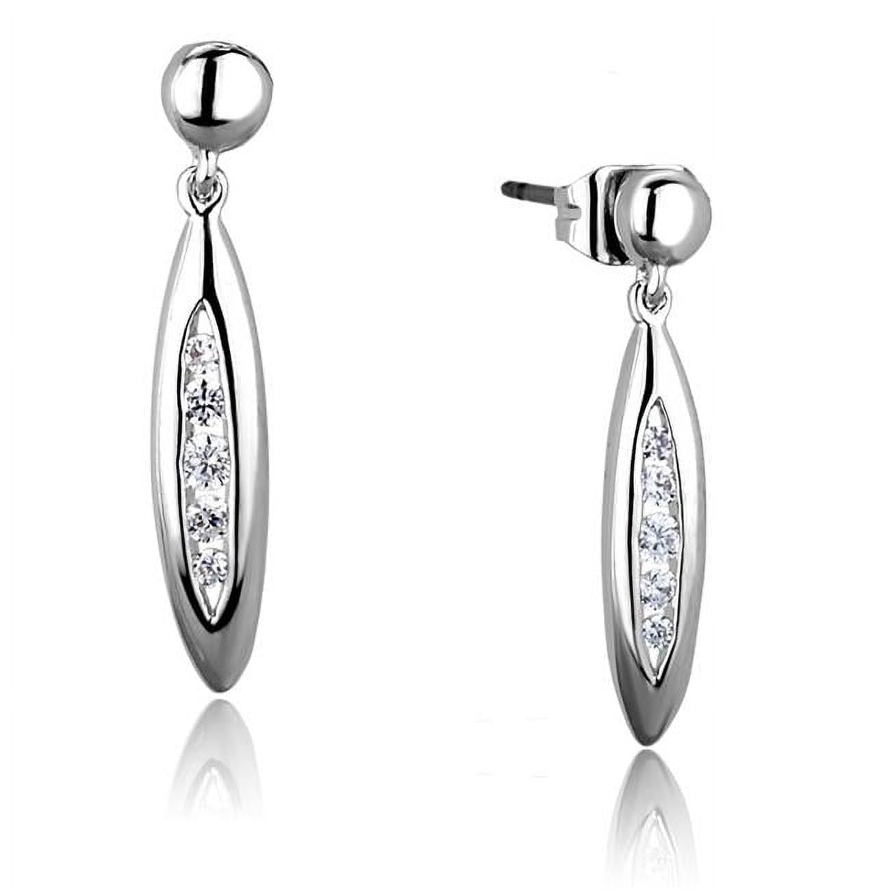 Picture of Alamode 3W1046 Women Rhodium Brass Earrings with AAA Grade CZ in Clear