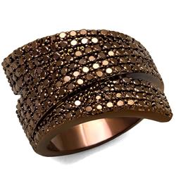 Women IP Coffee Light Brass Ring with AAA Grade CZ in Light Coffee - Size 10