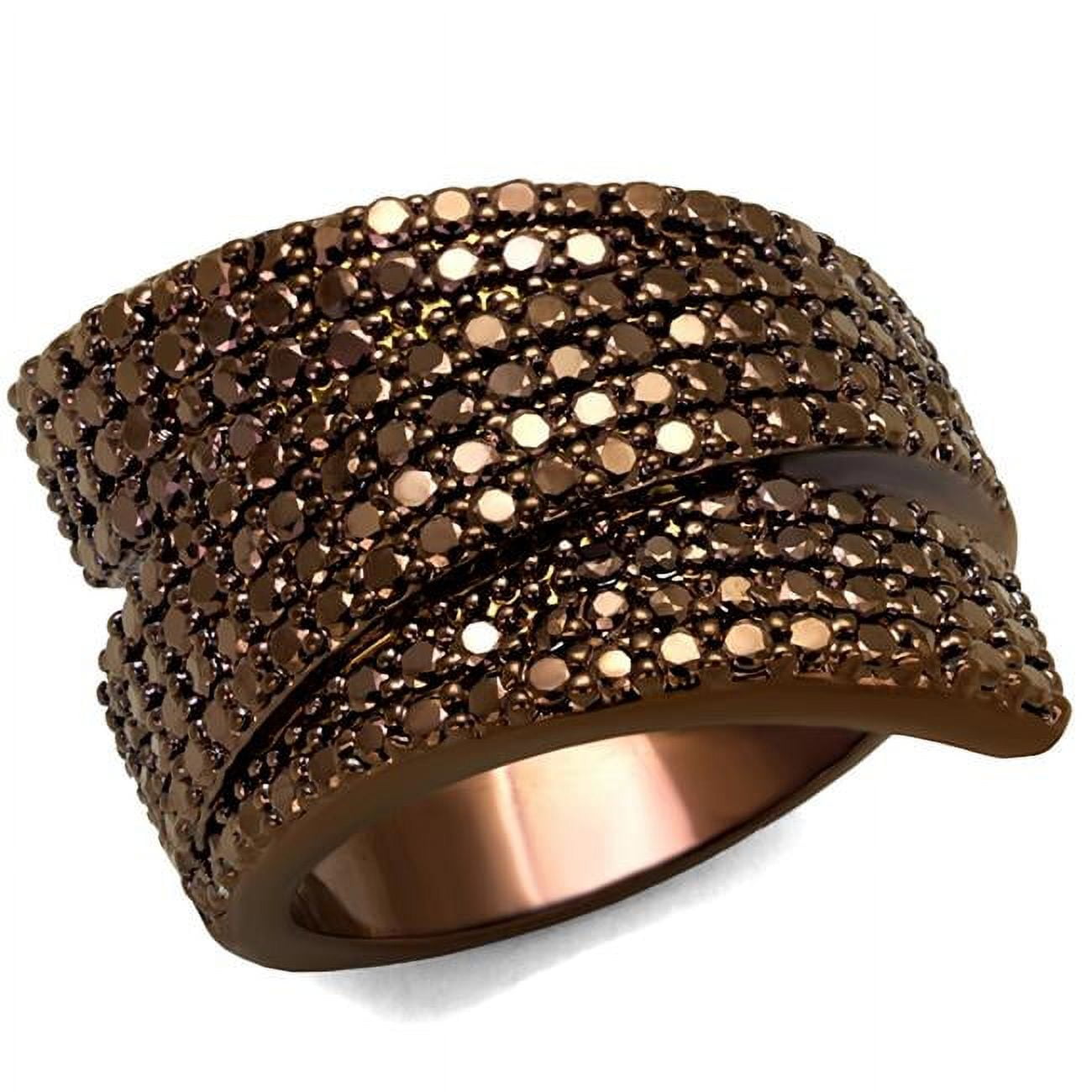 Women IP Coffee Light Brass Ring with AAA Grade CZ in Light Coffee - Size 9