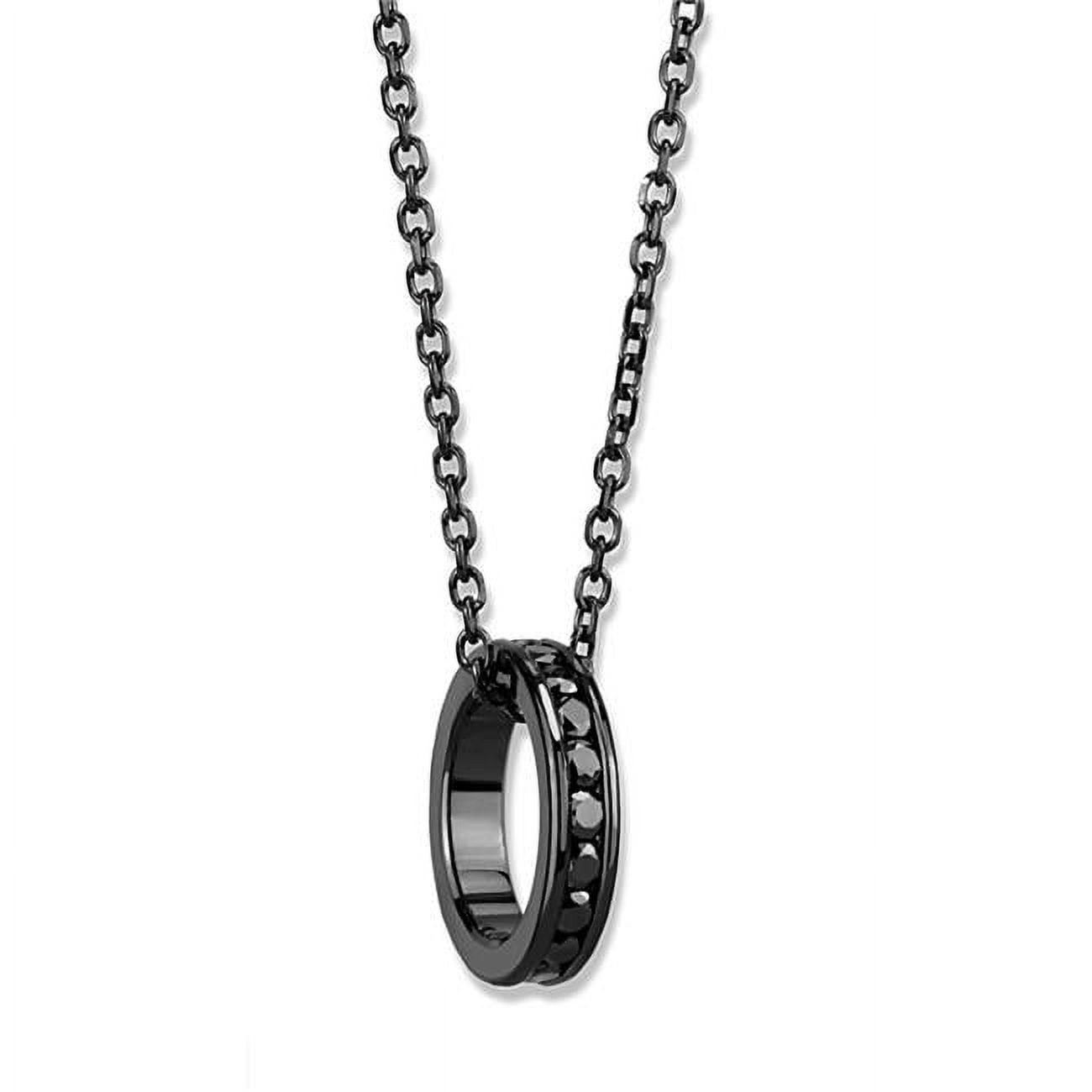 Picture of Alamode 3W1144-18 Women IP Light Black Brass Chain Pendant with Top Grade Crystal in Light Gray - 18 in.