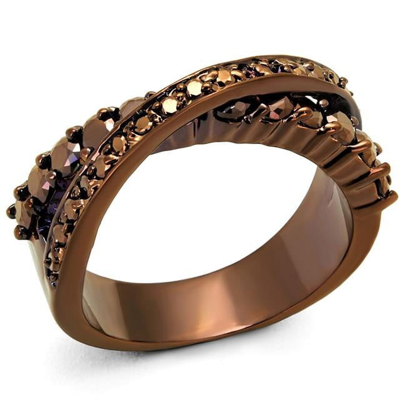 Women IP Coffee Light Brass Ring with AAA Grade CZ in Light Coffee - Size 5