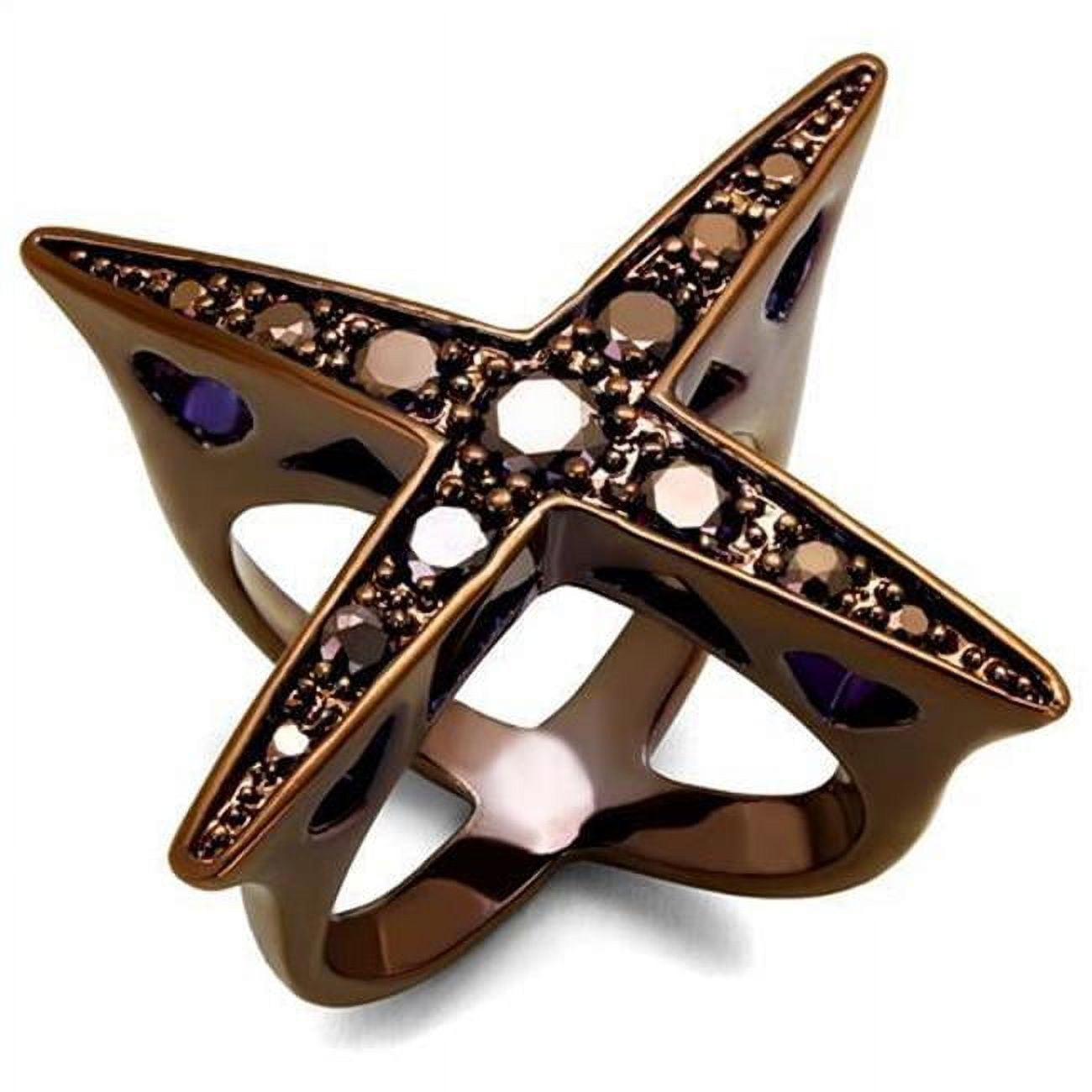 Women IP Coffee Light Brass Ring with AAA Grade CZ in Light Coffee - Size 8