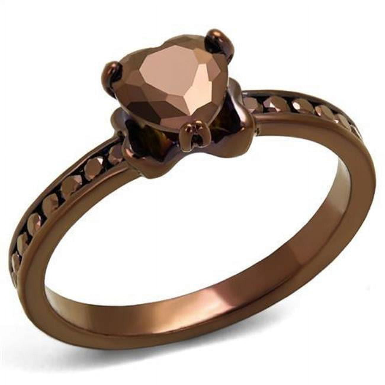 Women IP Coffee Light Brass Ring with AAA Grade CZ in Light Coffee - Size 7