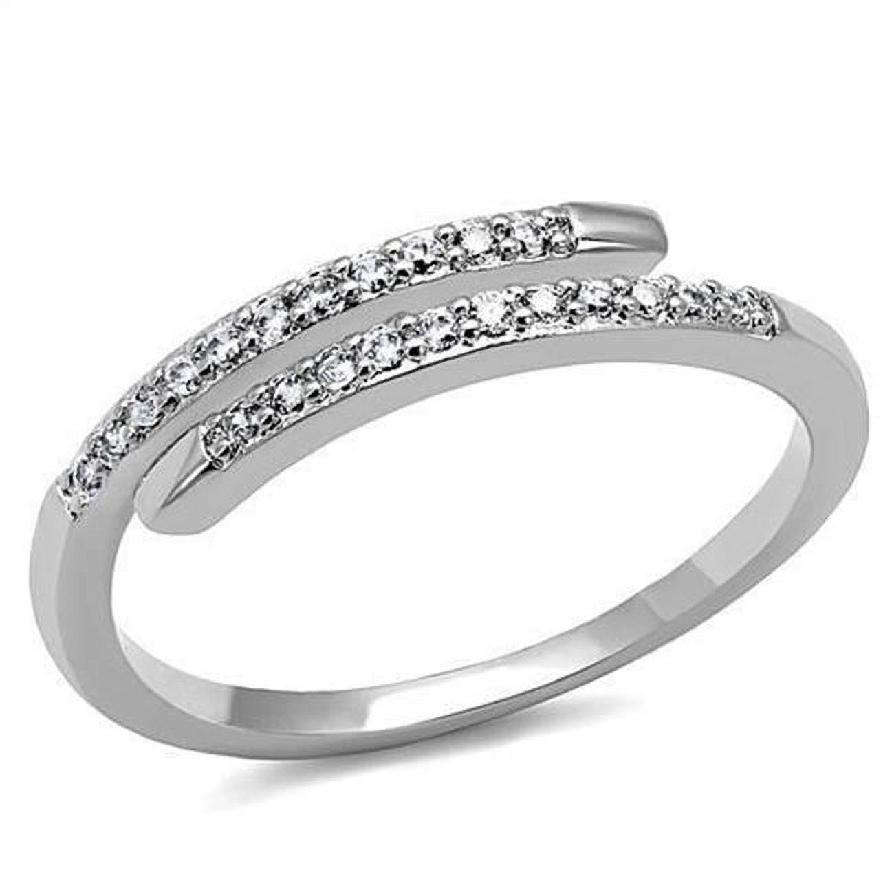 Women Rhodium Brass Ring with AAA Grade CZ in Clear - Size 9