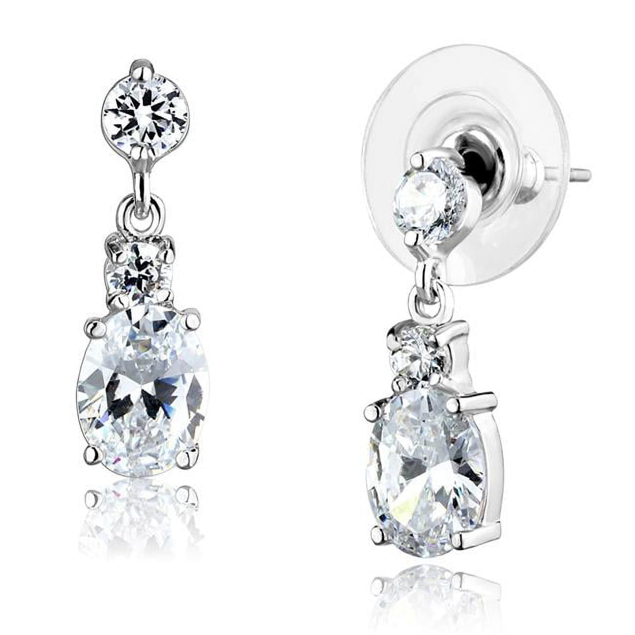 Picture of Alamode 3W1290 Women Rhodium Brass Earrings with AAA Grade CZ in Clear