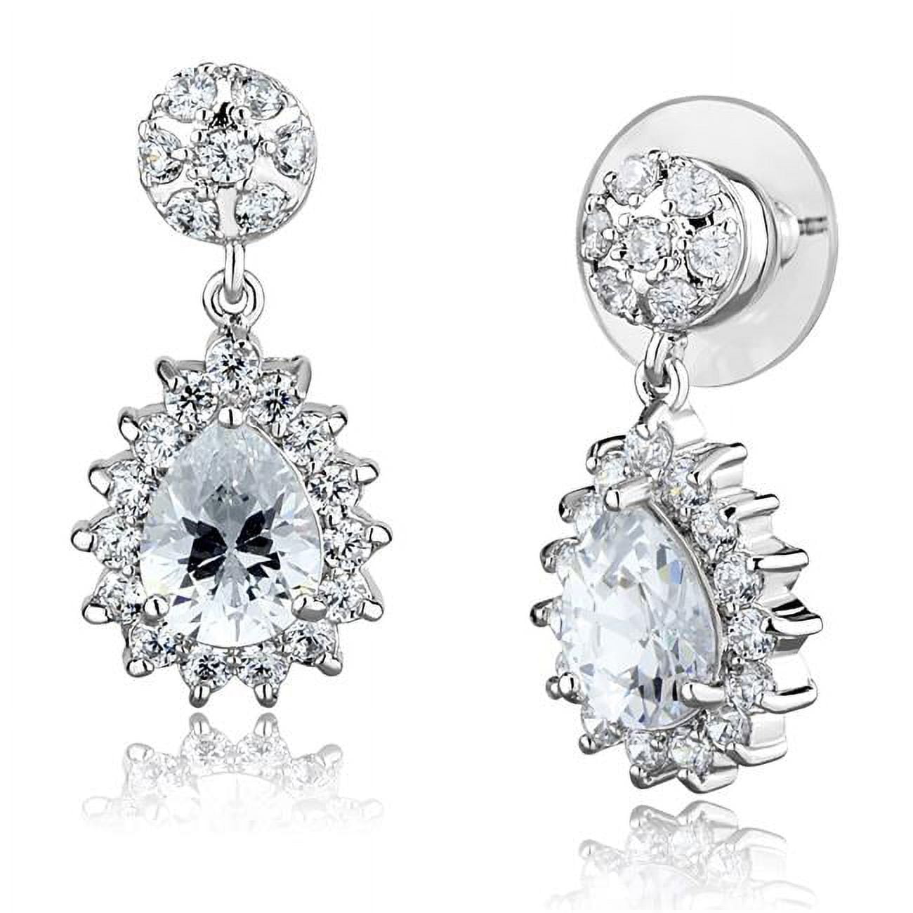 Picture of Alamode 3W1292 Women Rhodium Brass Earrings with AAA Grade CZ in Clear
