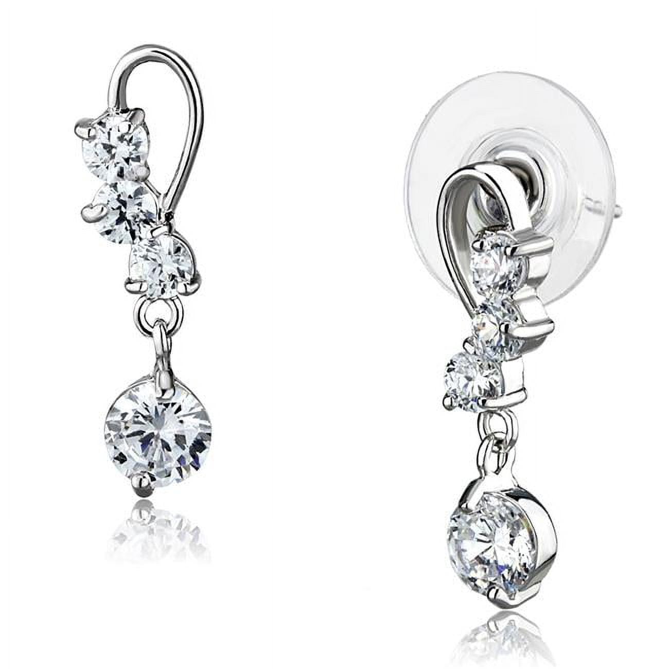 Picture of Alamode 3W1293 Women Rhodium Brass Earrings with AAA Grade CZ in Clear