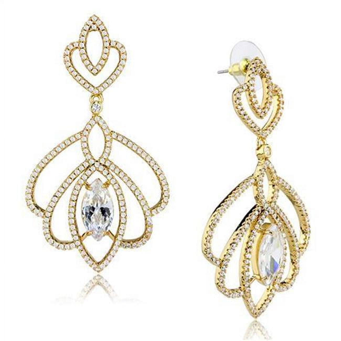 Picture of Alamode 3W1324 Women Gold Brass Earrings with AAA Grade CZ in Clear