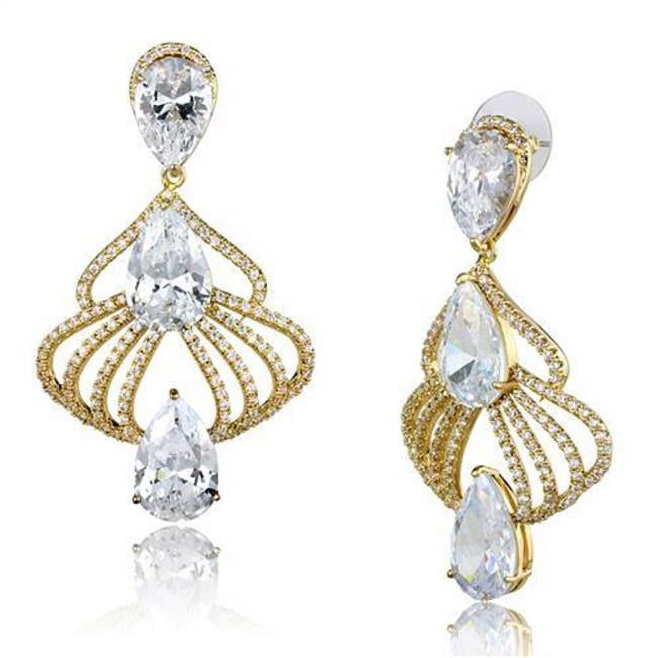 Picture of Alamode 3W1325 Women Gold Brass Earrings with AAA Grade CZ in Clear