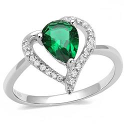 3W1384-6 Women Rhodium 925 Sterling Silver Ring with Synthetic in Blue Zircon - Size 6