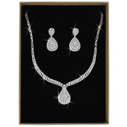 Picture of Alamode 3W1417-16.5 Women Rhodium Brass Jewelry Sets with AAA Grade CZ in Clear - 16.5 in.