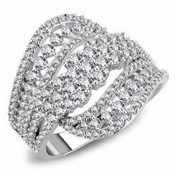 Women Rhodium Brass Ring with AAA Grade CZ in Clear - Size 9
