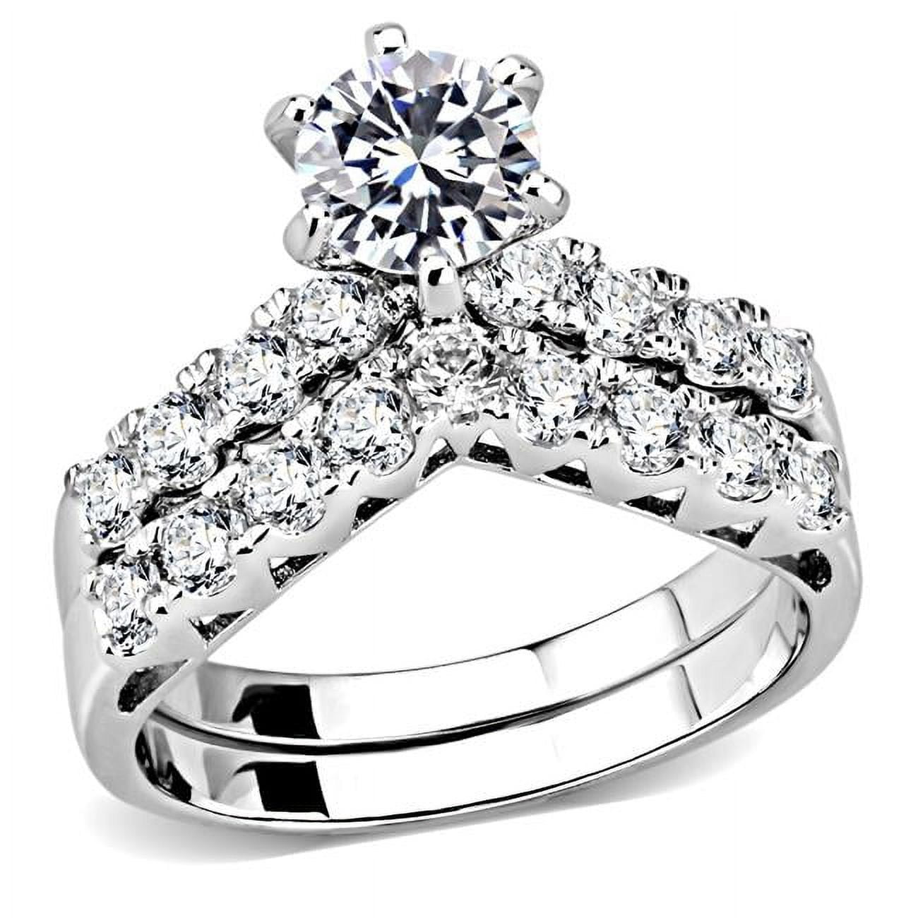 Women Rhodium Brass Ring with AAA Grade CZ in Clear - Size 9