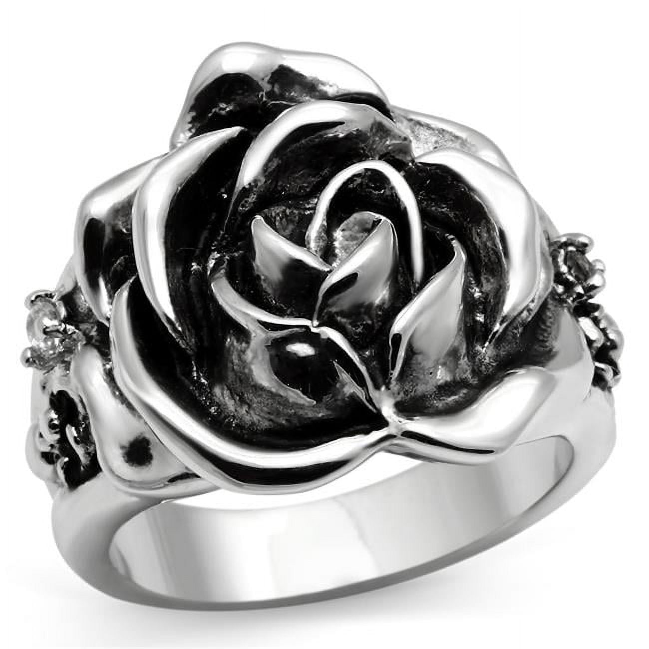 Women Rhodium Brass Ring with AAA Grade CZ in Clear - Size 7