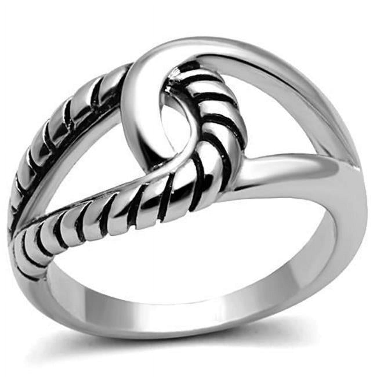 Women Rhodium Brass Ring with Epoxy in Jet - Size 8