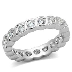 Women Rhodium Brass Ring with AAA Grade CZ in Clear - Size 8