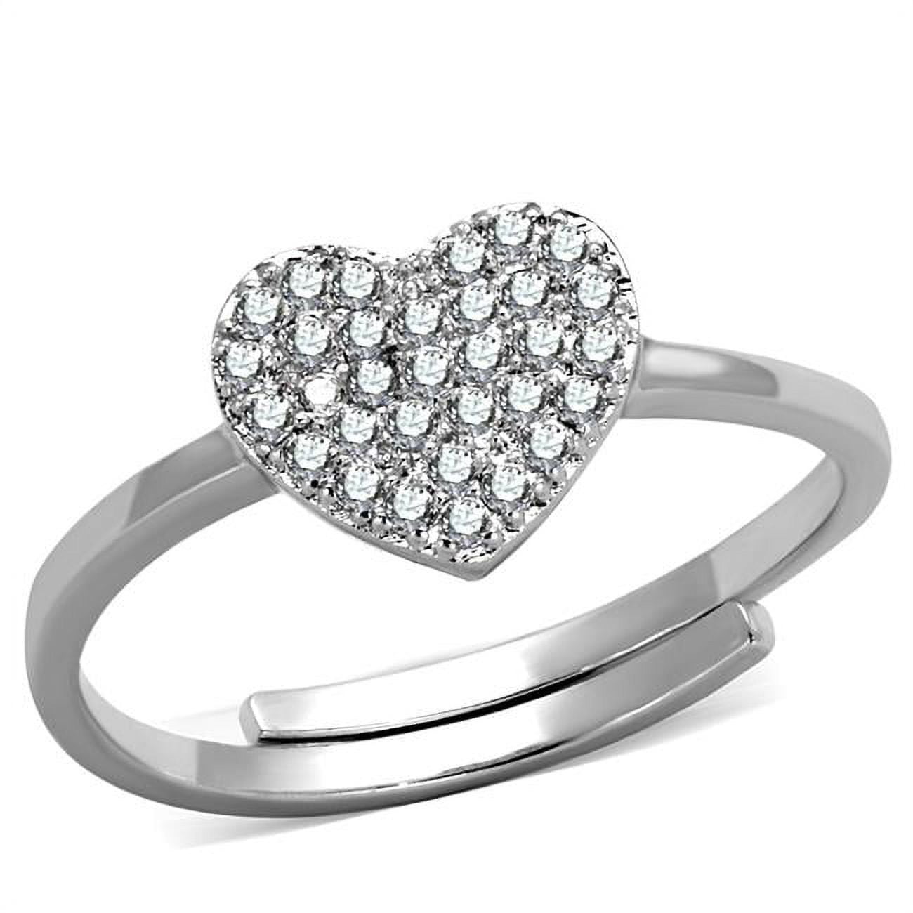 Women Rhodium Brass Ring with AAA Grade CZ in Clear - Size 6
