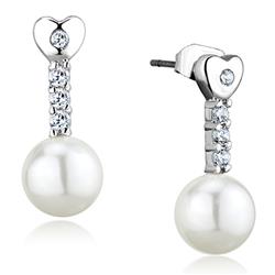 Picture of Alamode 3W675 Women Rhodium Brass Earrings with Synthetic in White