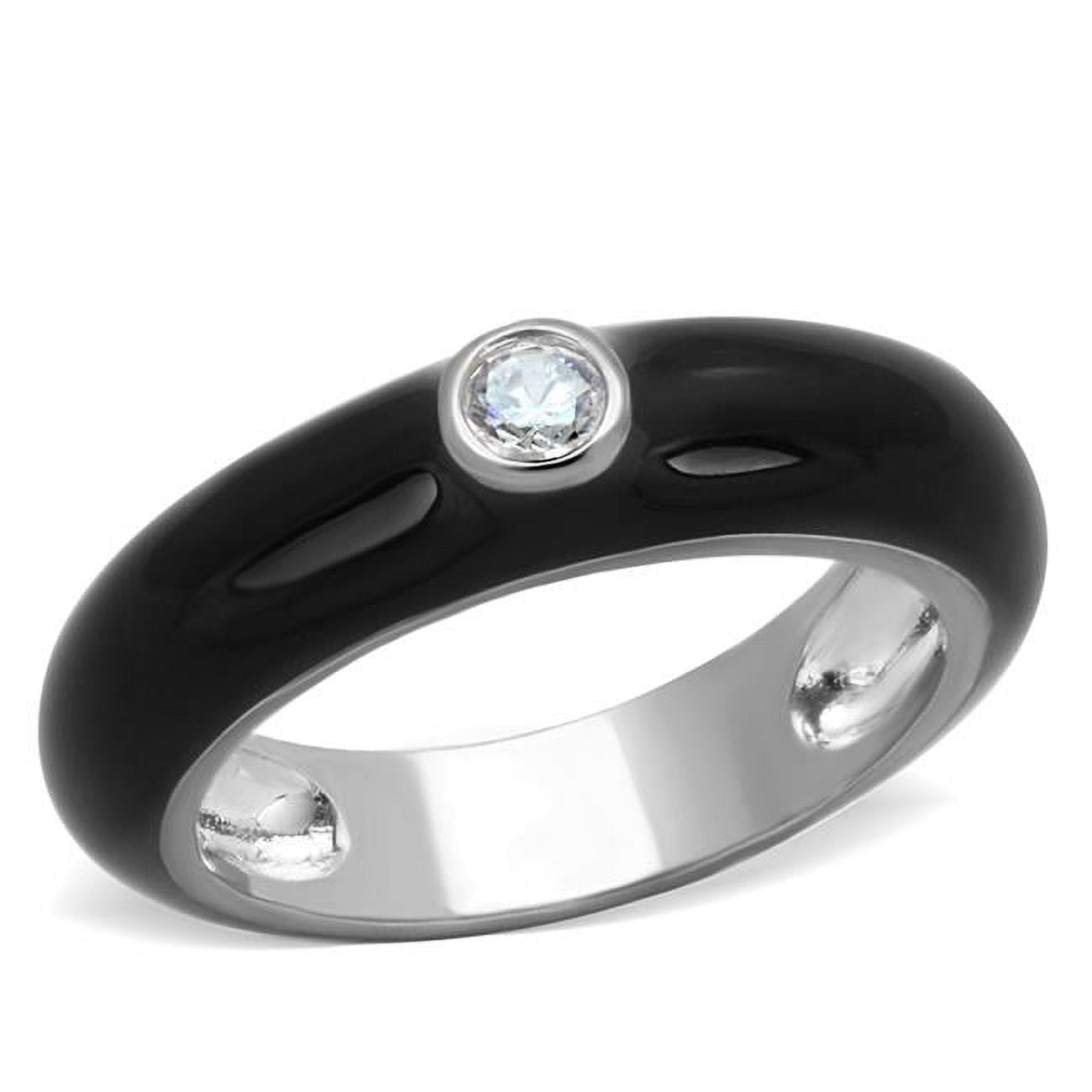 Women Rhodium Brass Ring with AAA Grade CZ in Clear - Size 8