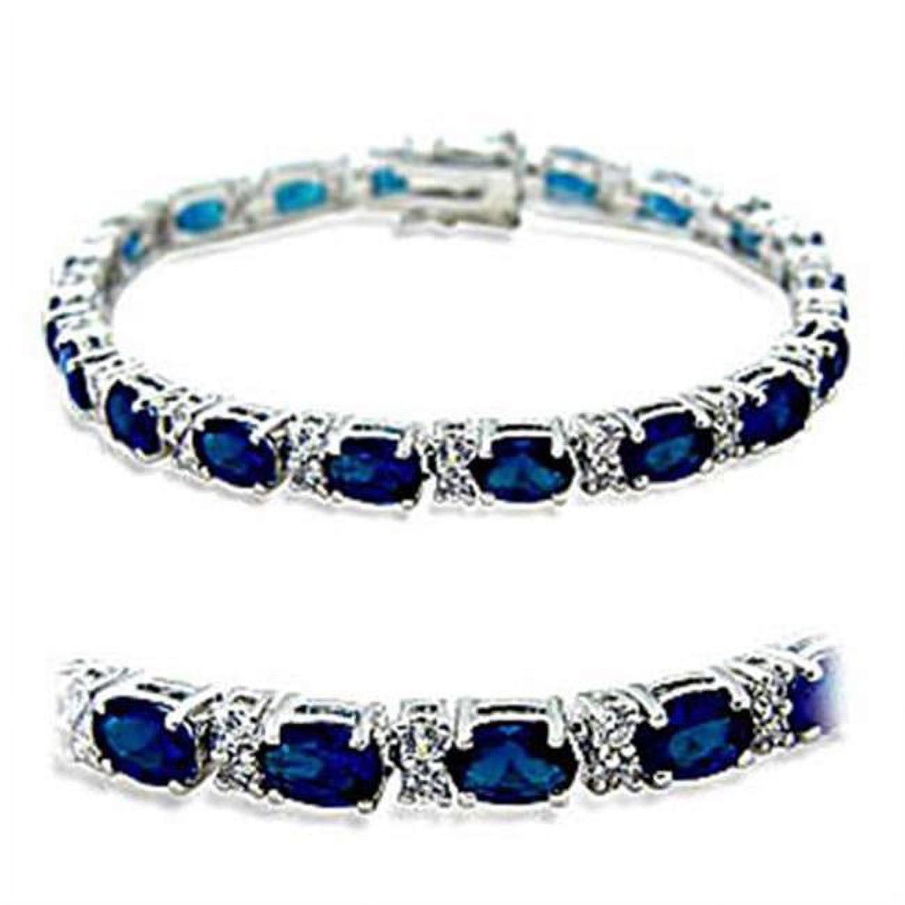 Picture of Alamode 415501-7 Women Rhodium Brass Bracelet with Synthetic in Sapphire - 7 in.