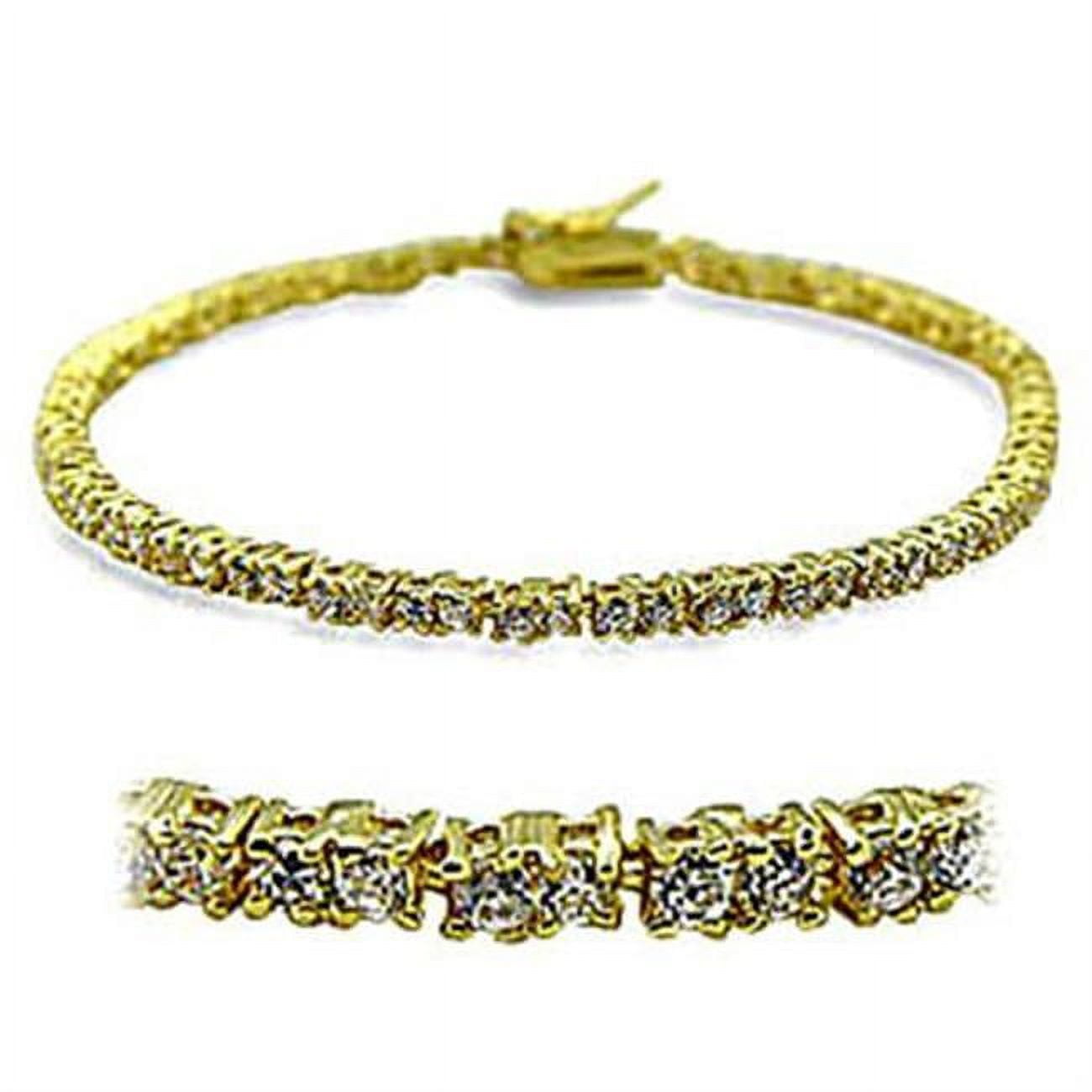 Picture of Alamode 415802-7 Women Gold Brass Bracelet with AAA Grade CZ in Clear - 7 in.