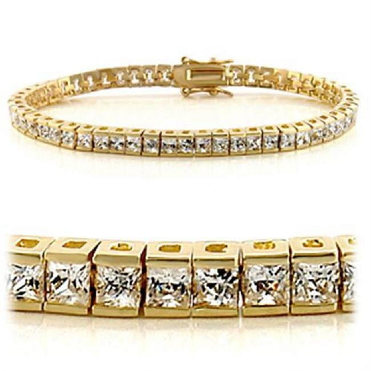 Picture of Alamode 47101-7 Women Gold Brass Bracelet with AAA Grade CZ in Clear - 7 in.
