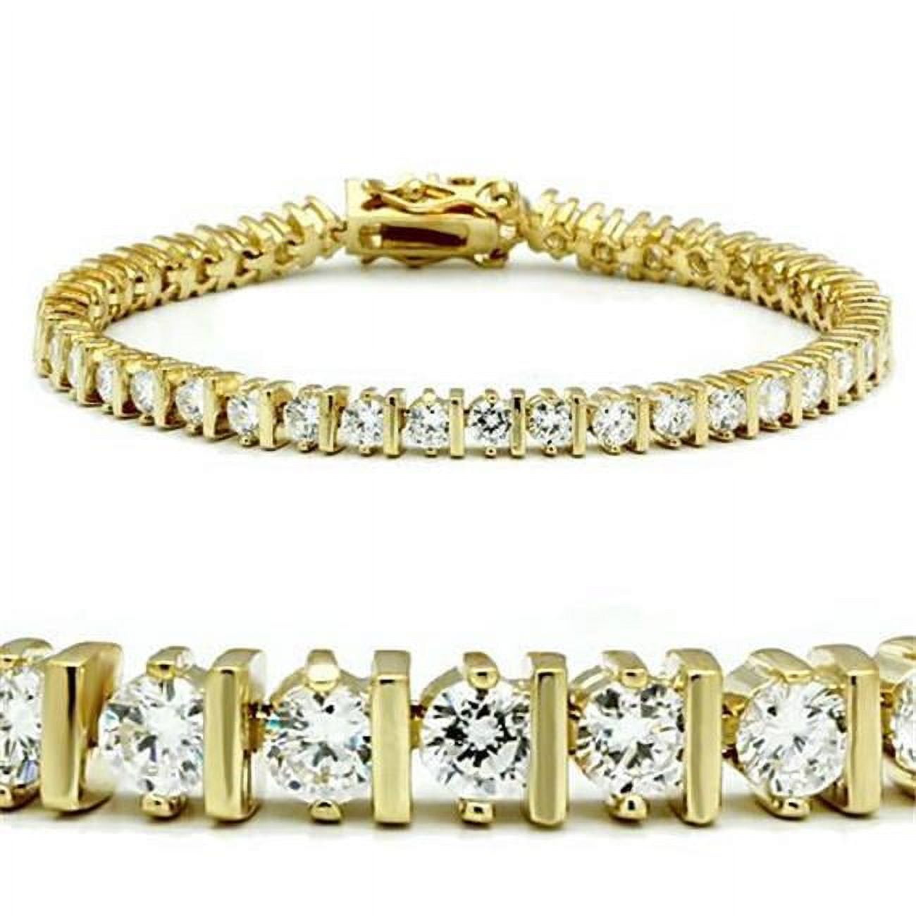 Picture of Alamode 47205-7 Women Gold Brass Bracelet with AAA Grade CZ in Clear - 7 in.