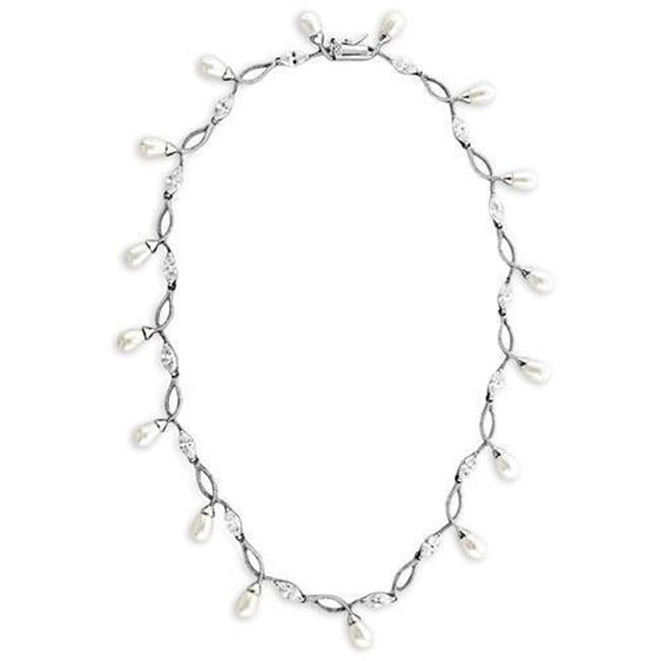 Picture of Alamode 7X420-16 Women Rhodium 925 Sterling Silver Necklace with Synthetic in White - 16 in.