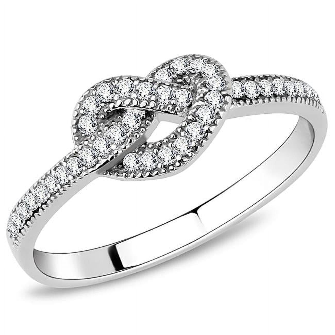 Women High Polished Stainless Steel Ring with AAA Grade CZ in Clear - Size 7