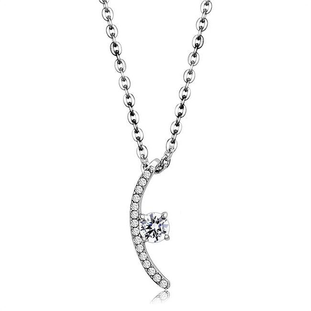 Picture of Alamode DA092-18Plus2 Women High Polished Stainless Steel Chain Pendant with AAA Grade CZ in Clear - 18 & 2 in.