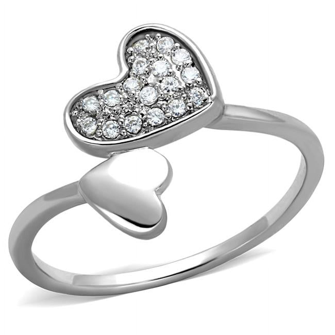 Women Rhodium Brass Ring with AAA Grade CZ in Clear - Size 10