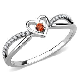 Picture of Alamode DA235-6 Women High Polished Stainless Steel Ring with AAA Grade CZ in Orange - Size 6