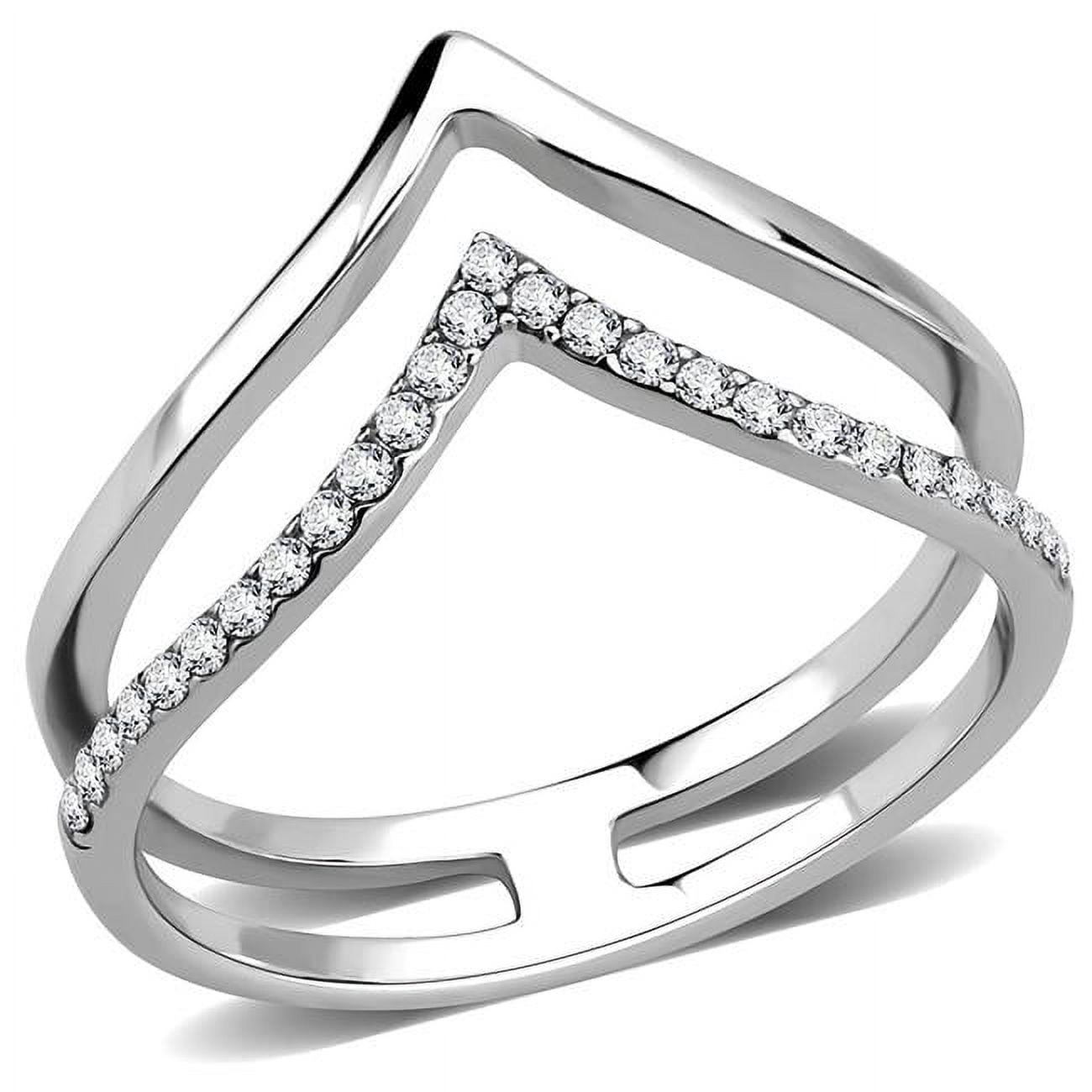 Women No Plating Stainless Steel Ring with AAA Grade CZ in Clear - Size 5