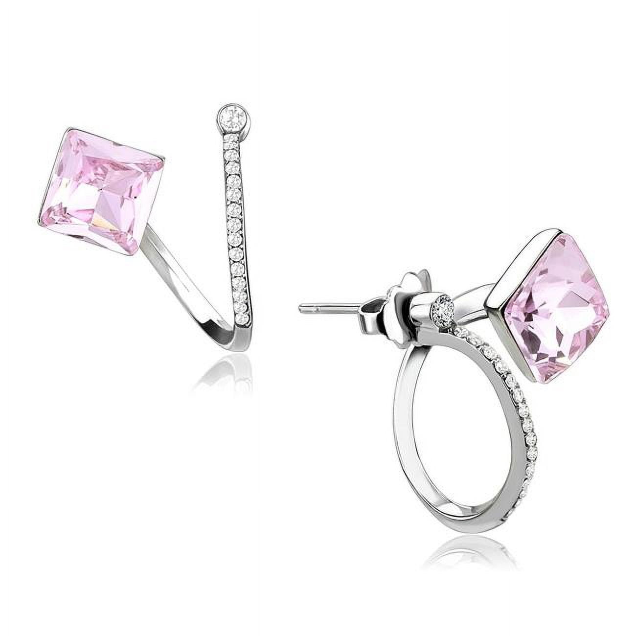 Picture of Alamode DA377 Women High Polished Stainless Steel Earrings with Top Grade Crystal in Light Rose