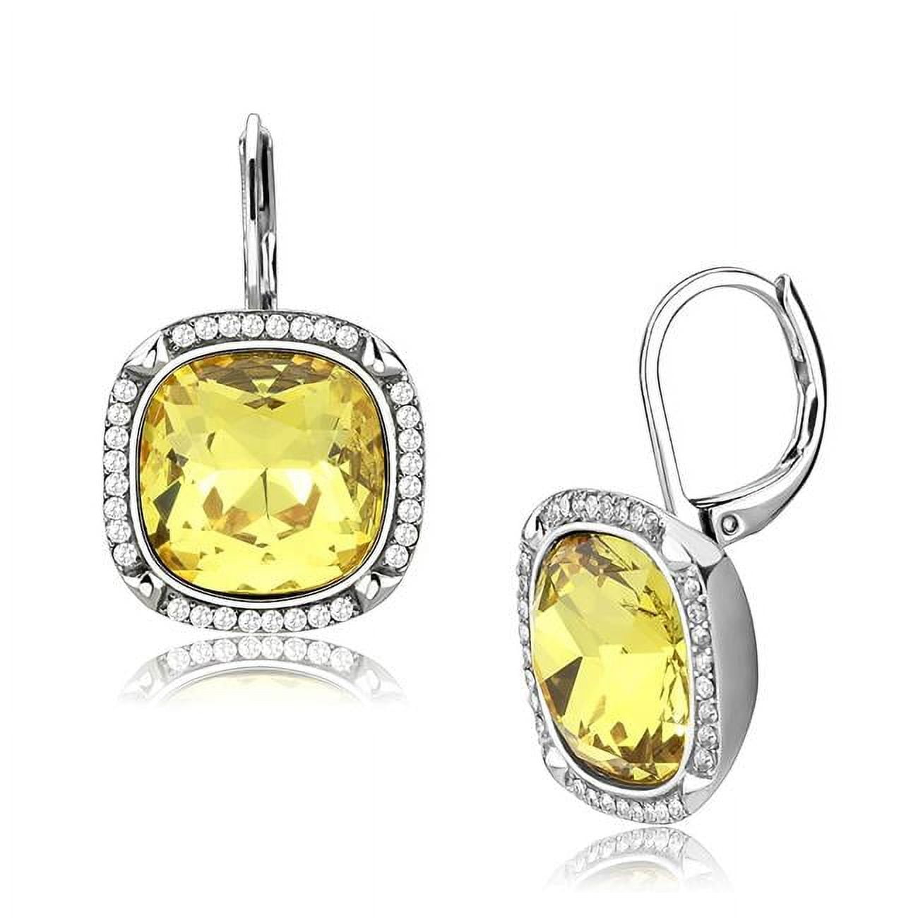 Picture of Alamode DA379 Women High Polished Stainless Steel Earrings with Top Grade Crystal in Topaz