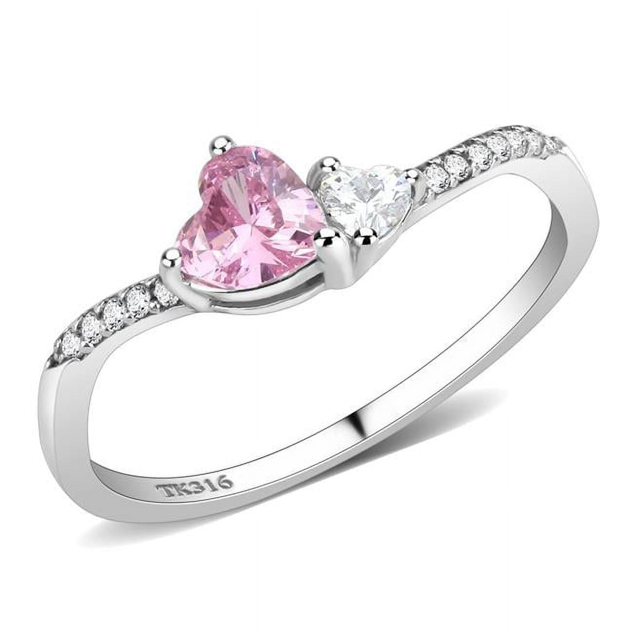DA384-6 Women High Polished Stainless Steel Ring with AAA Grade CZ in Rose - Size 6