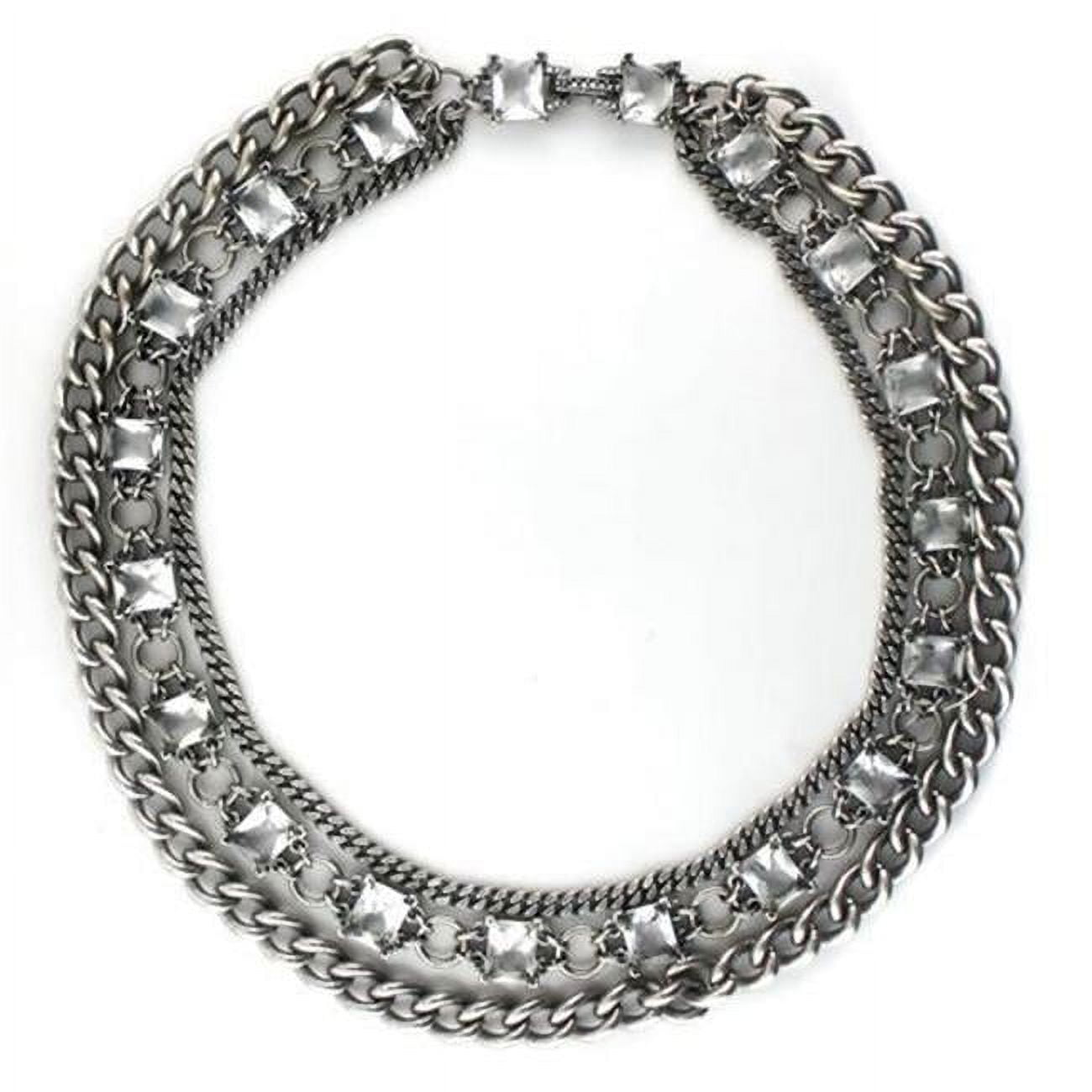 Picture of Alamode LO1137-16.5 Women Antique Silver Brass Necklace with Synthetic in Clear - 16.5 in.