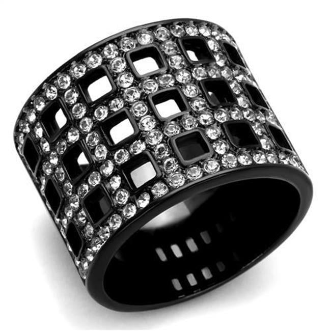 TK2155-5 Women IP Black Stainless Steel Ring with Top Grade Crystal in Black Diamond - Size 5