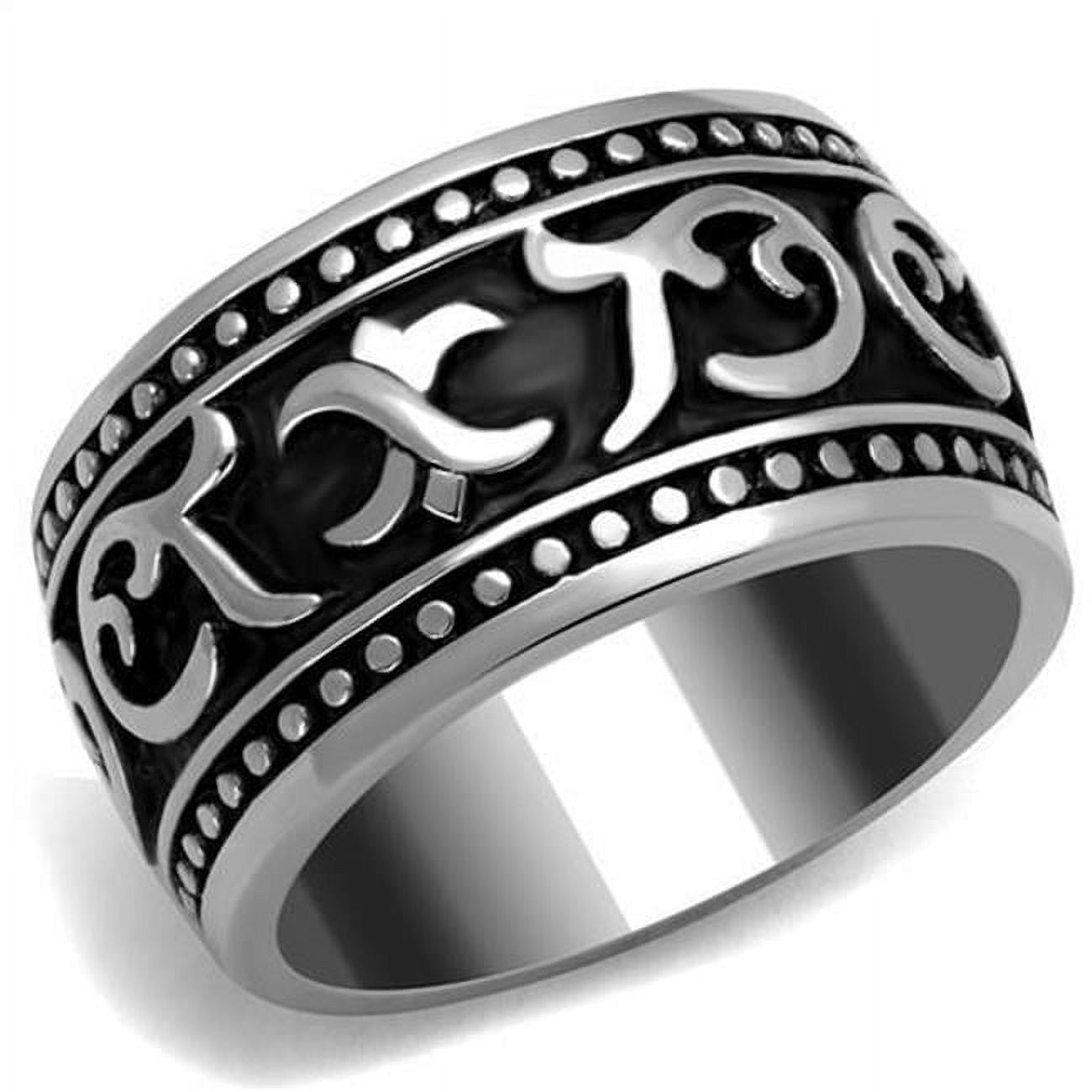 Men High Polished Stainless Steel Ring with Epoxy in Jet - Size 11
