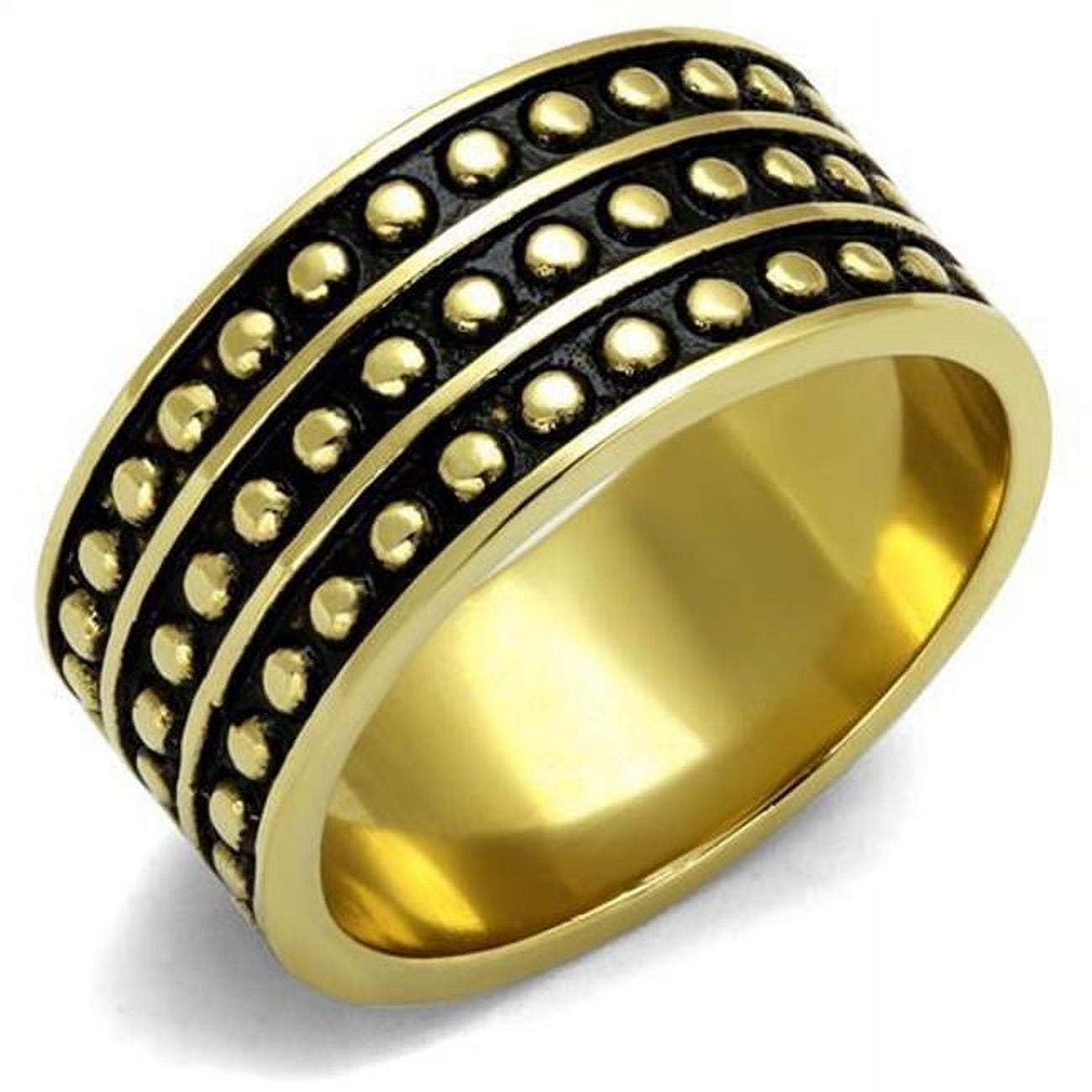 Men IP Gold Stainless Steel Ring with Epoxy in Jet - Size 12