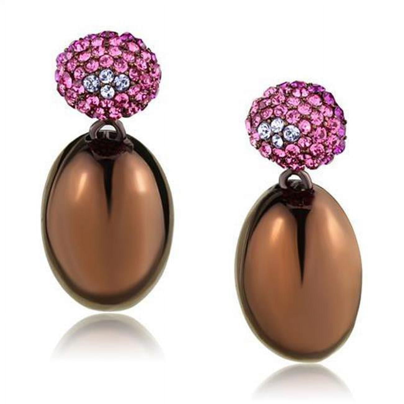 Women IP Coffee Light Stainless Steel Earrings with Top Grade Crystal in Multi Color